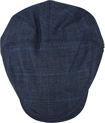 Men's Thick Cotton Summer Newsboy Cap SnapBrim Ivy Driving Stylish Hat (Navy Check-4023, S/M) - Thumbnail 4