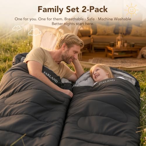 Set de Bolsas de Dormir 2-Pack para Adulto y Niños, Esenciales para Camping Familiar miniatura 2