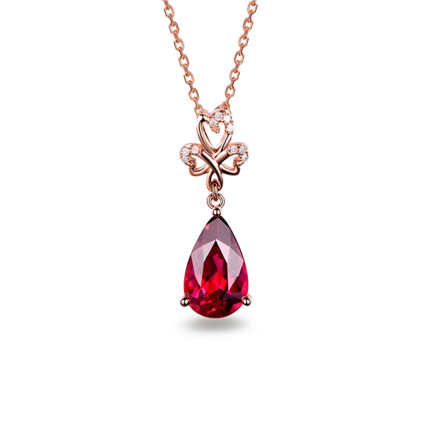 Collier Argent 925 Anti-Ternissement Pendentif Rubis Goutte d'Eau - 8