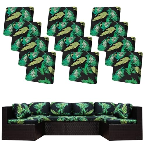 Image of BIETYONE 12Pcs Stretch Patio Cushion Covers,Outdoor Couch Covers Replacement,Outdoor Couch & Sofa Slipcovers,for Patio Furniture Cushion Covers,Washable Reusable urniture Protector (Summer,Cover Only)