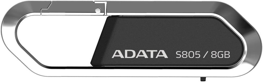 ADATA S805 8GB Reddot Awarded Keychain USB 2.0 Flash Drive, Gray (AS805-8G-RGY)