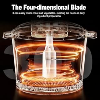 SPZTJK 3-Speed Electric Food Processor: Meat Grinder, Vegetable Chopper & Baby Food Maker - 300W, 2 Bowls (8 Cup Stainless Steel+8 Cup Glass), Quiet Operation