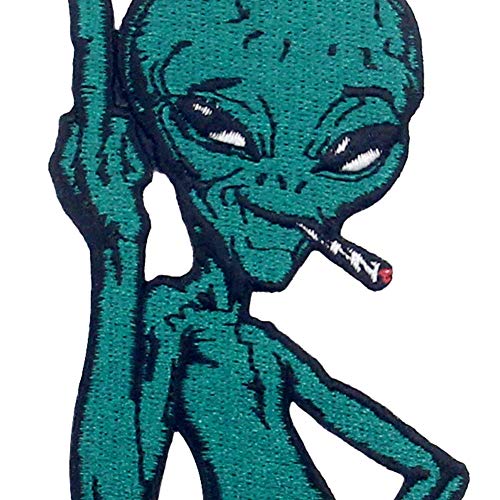 Zegins Alien Like Smoking Patch Embroidered Applique Iron On Sew On Emblem #TOP1