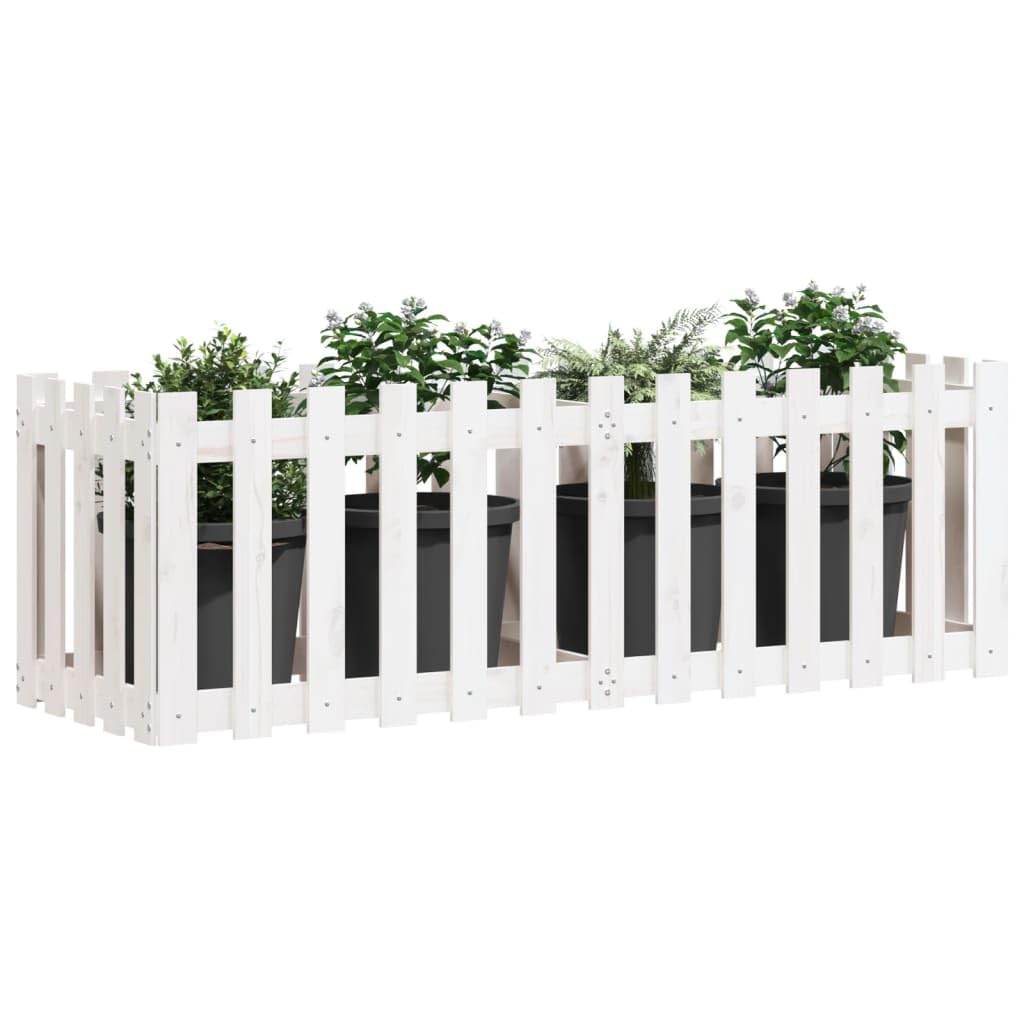 White Wooden Raised Garden Bed 150 x 50 cm wytrzymałe drewno sosnowe do użytku na zewnątrz, do sadzenia kwiatów, zioła, sukulentów, kaktusów, orchidei, bonsai, uprawy z tacą drenażową
