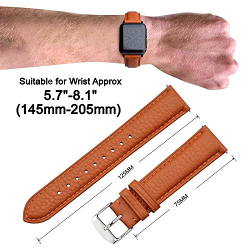 Image of ANNEFIT Watch Band 22mm, Quick Release Textured Padded Leather Straps with Silver Buckle for Men and Women (Orange)