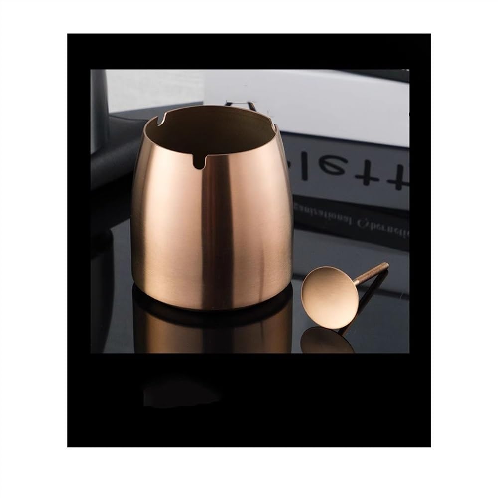 Ashtray Set posacenere da esterno, posacenere antivento in acciaio inossidabile con coperchio(Gold,X-Large)