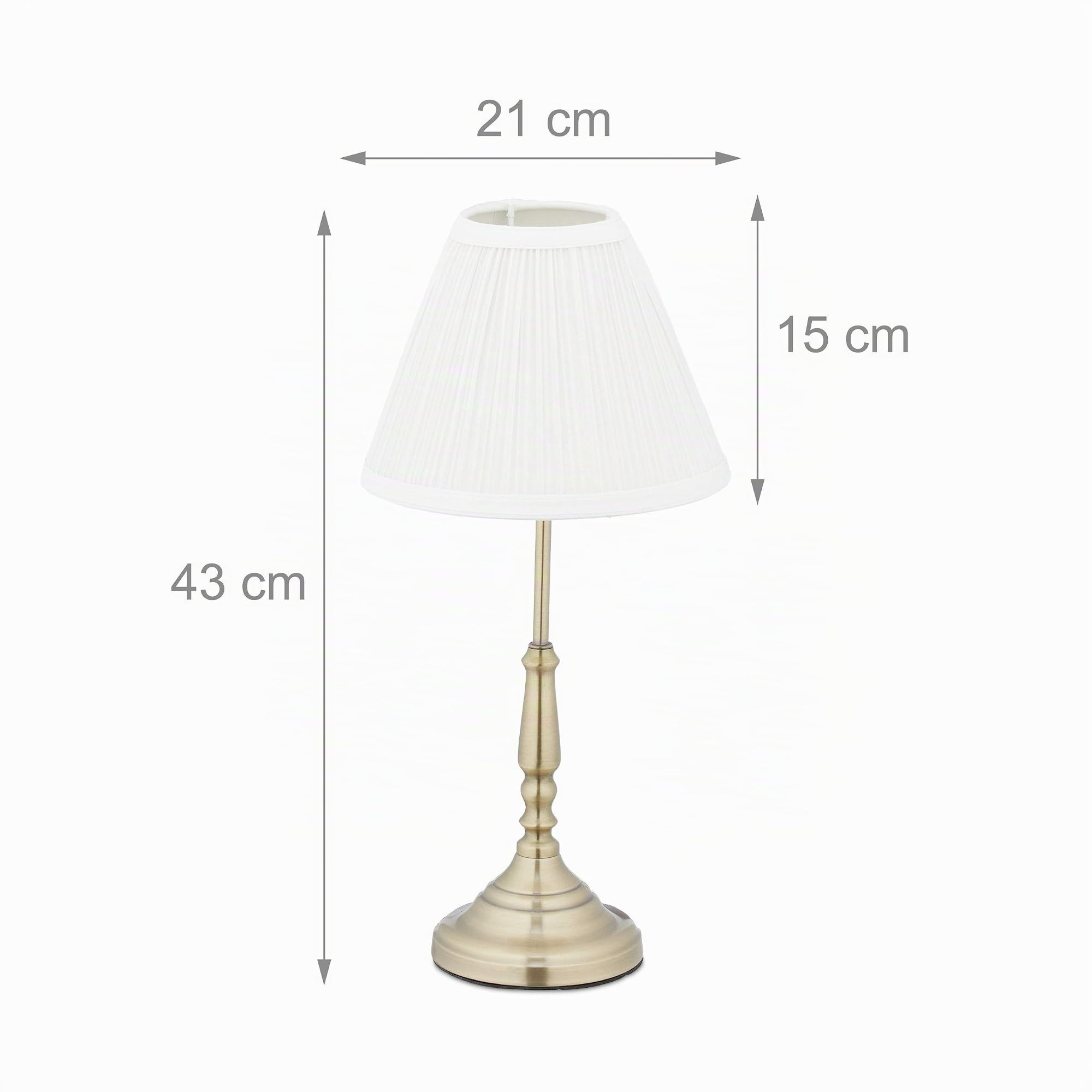 Relaxdays Lampada da Tavolo, Paralume in Stile Vintage, Salotto & Camera, Luce da Comodino, 43 x 21 cm, Bianco/Dorato