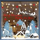 heekpek Fenster Aufkleber Weihnachten Wandaufkleber Weihnachtsdeko Merry Christmas Schneeflocken Christmas Dekoration