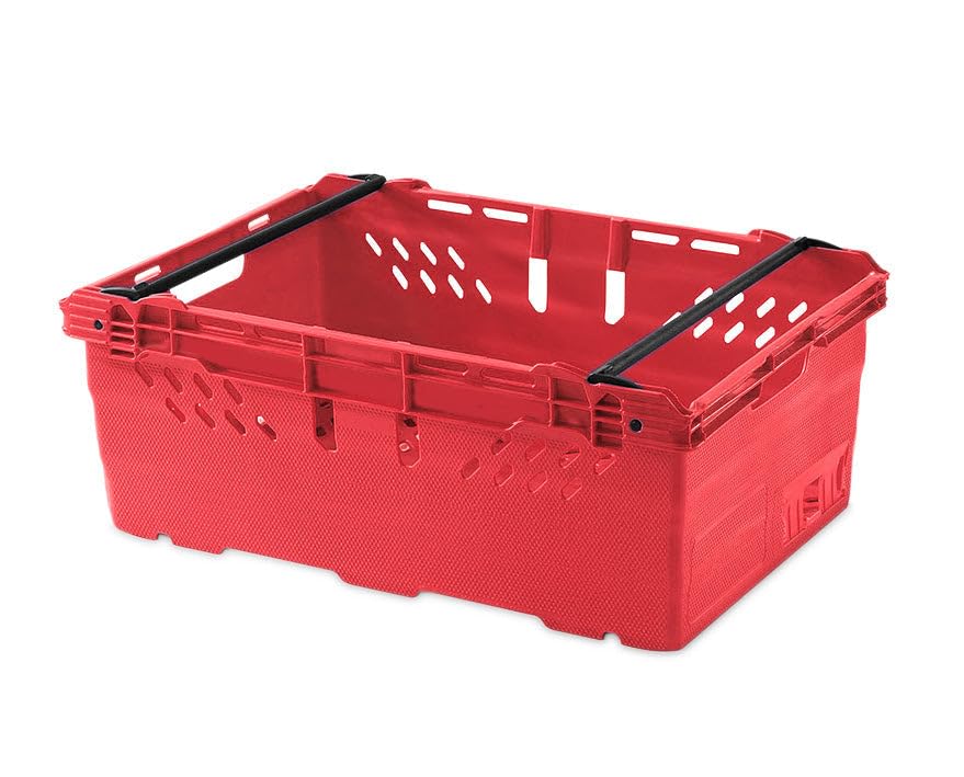 44L Heavy Duty Stacking & Nesting Crate Ventilated (Pack of 10) (Red)