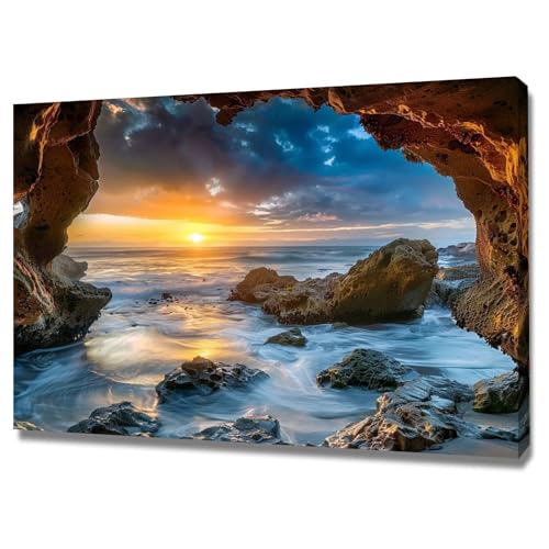 Tableau sur toile Paysage coucher de soleil et decoration murale salon de format 40x60cm