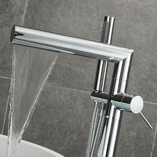 Robinet cascade au sol blanc pour baignoire îlot centrale - 3