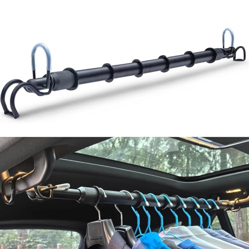 Heavy Duty Car Clothes Hanger Bar Extendable Garment Rack 30''-66'' Travel Cloth...