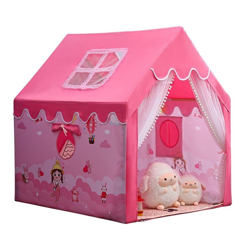 Image of Jumbo Size Light Weight Kids Play Tent House for 3-13 Year Old Kids Girls and Boys (Pink Princess)