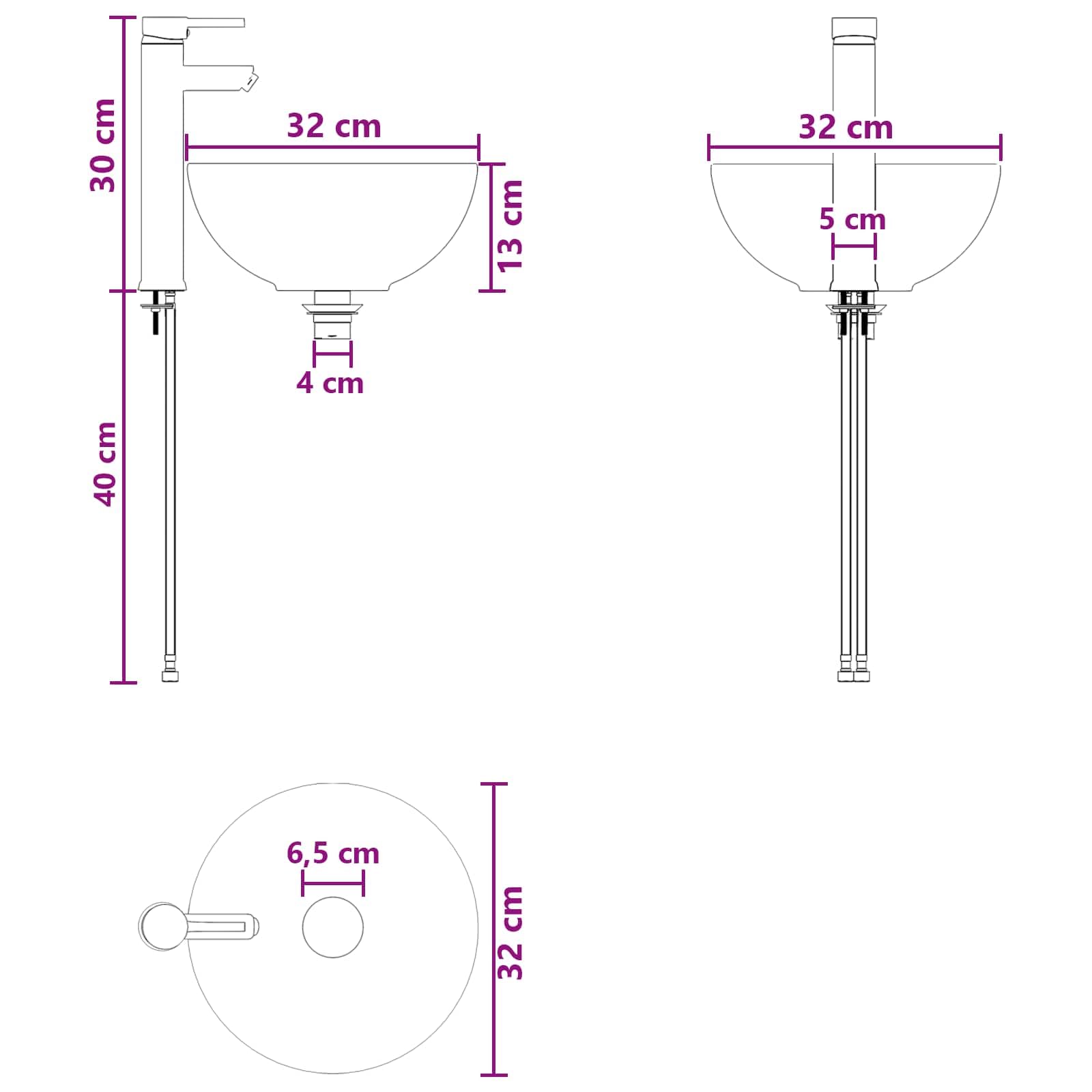 Lavabo da parete bianco in legno 40 x 35 x 39 cm con scarico rapido e accessori di montaggio per bagno ospiti WC e ristrutturazione