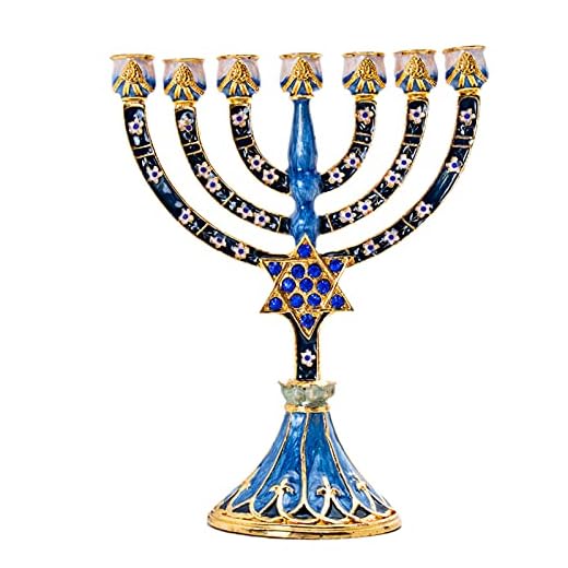 Ljushållare 7 gren magen David Menorah ljushållare strass bejeweled judisk Israel Jerusalem tempel Menorah ljusstake hållare set för inredning