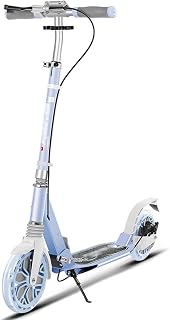 OFFA Scooter For Adults Teens Foldable Kick Scooter, Scooter For Kids With Adjustable Height And 8 Inch Big Flashing Wheel, Disc Brake/foot Brake Design, Ride Commuter (Color : Blue-A)
