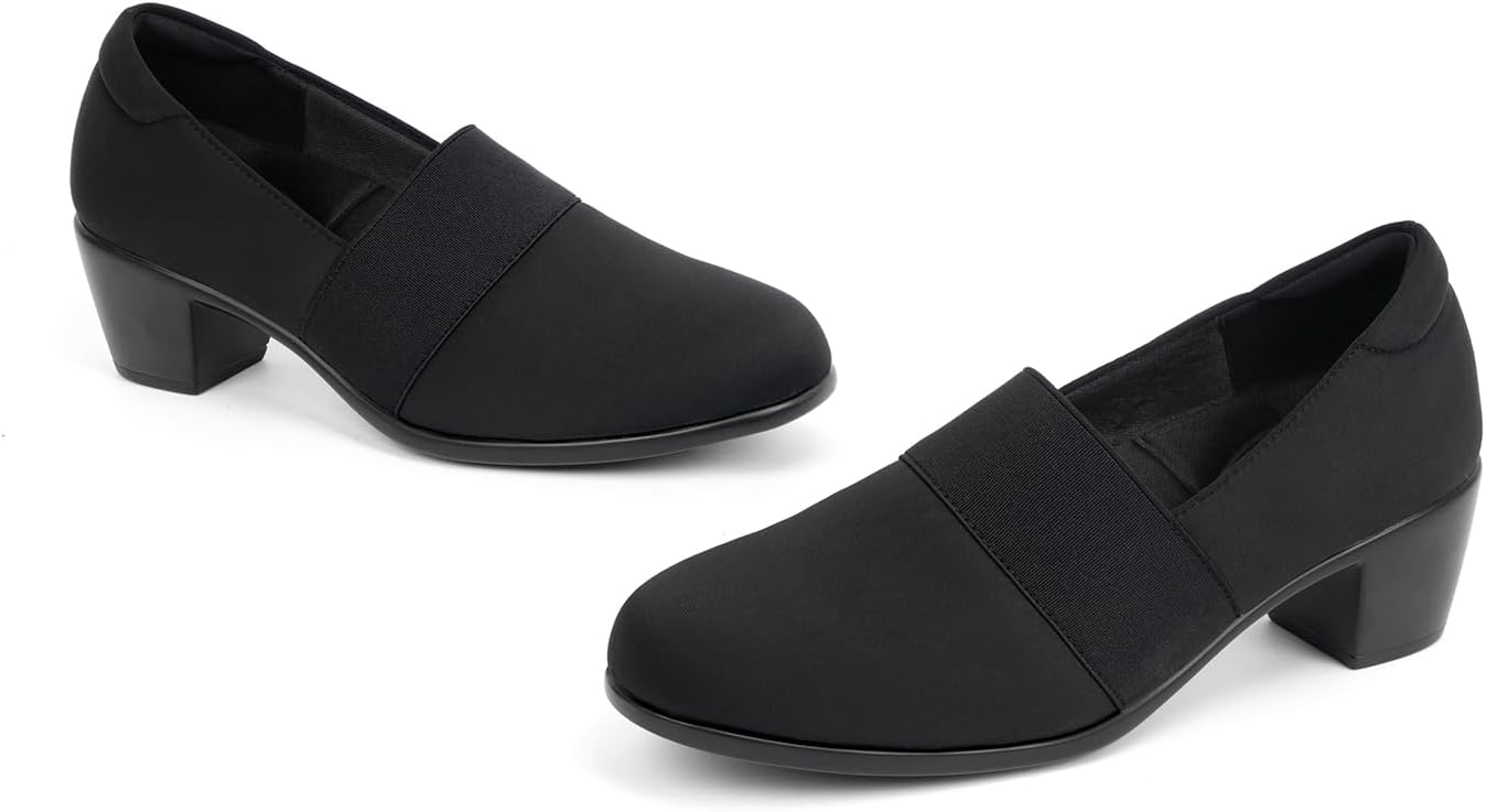 Women's Pumps Chunky Low Block Heel Slip-on Work Shoes Bunion Arch Support Comfortable Dressy Pumps - Image 7