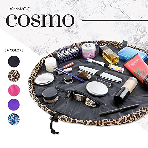 Lay-N-Go Cosmo Deluxe Drawstring Cosmetic & Makeup Bag Organizer, Toiletry Bag For Travel, Gifts, And Daily Use, 22 Inch, Leopard #TOP3