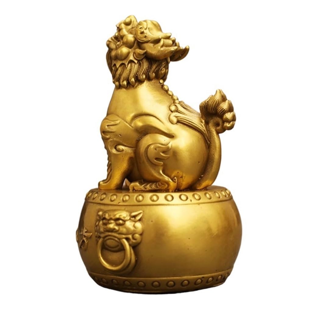 IUokLU Statue Chinese Style Brass Lion Statue Living Room Entrance Porch Decoration Home Accessories Brass Figurine
