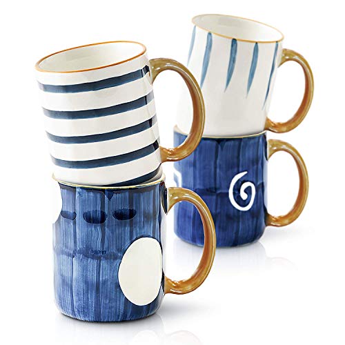 Sophie & Panda Porcelain Mugs Pack of 4 - Creative Abstract Shape Art Design Mugs - Coffee Mugs Tea Mugs (Mug Set of 4)