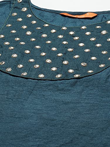 Image of INDO ERA Women's Polyester Embroidered Straight Kurta with Palazzo Set (KS9BK9118)