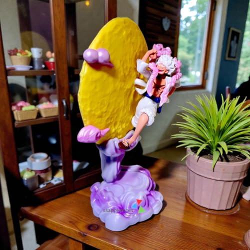 Image of Monkey D. Luffy Action Figure with LED Light | One Piece Anime Collectible PVC Statue | Luffy Gear 5 Figurine with Glowing Sun Base |