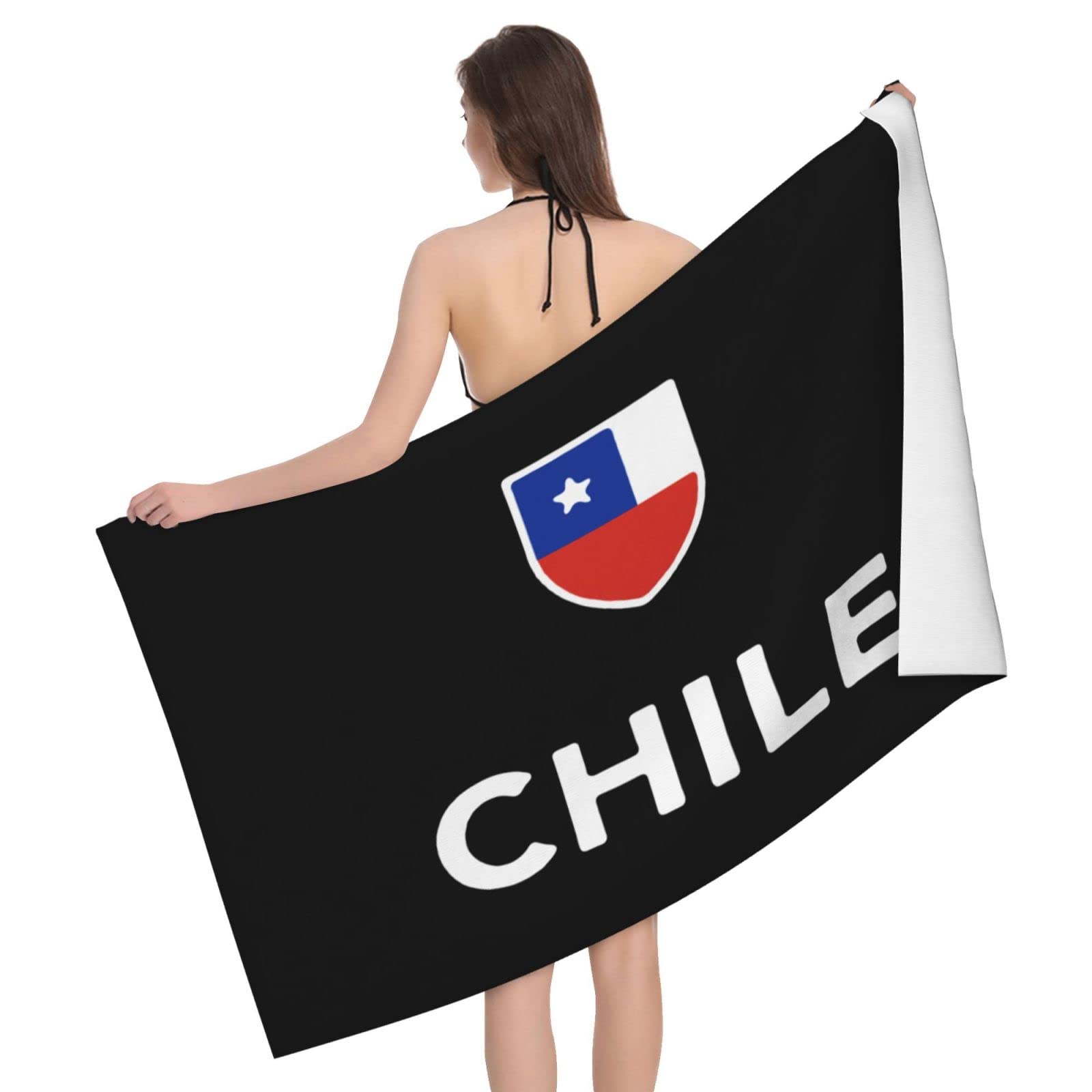 Lsjuee Flag of Chile Microfiber Bath Towel Absorb Water Quick Dry Bath Towel, for Beach, Swimming Pool, Camping