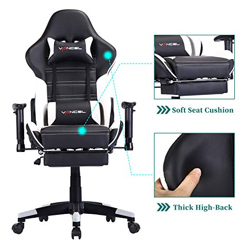 Silla-Gaming-Tela-Ergonomica-Sillones-de-Oficina-Racing-Gamer-Silla-con-Reposapies-Retractil-con-Lumbar-y-Reposacabezas-Negro-1