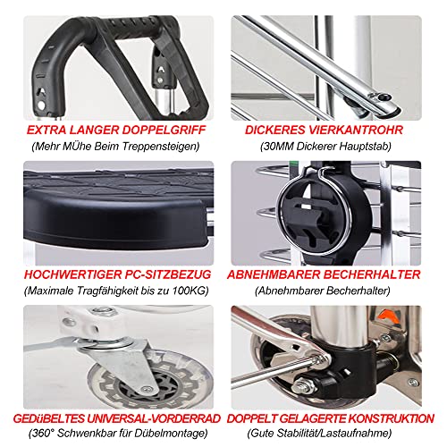 Einkaufstrolley, Einkaufswagen Trolly Klappbarer Bis 50kg, Einkaufstrolley Treppensteiger Mit 8 Räder, Einkaufstrolley… – Bild 7