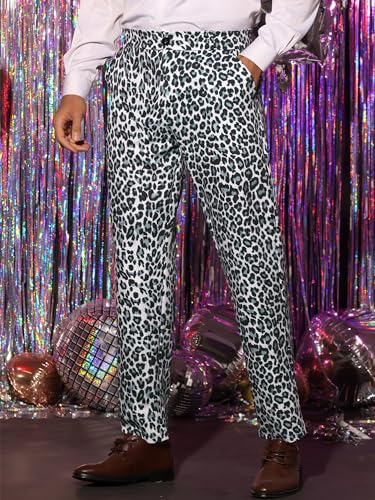 Lars Amadeus Animal Printed Dress Pants for Men's Flat Front Regular Fit Party Trousers2
