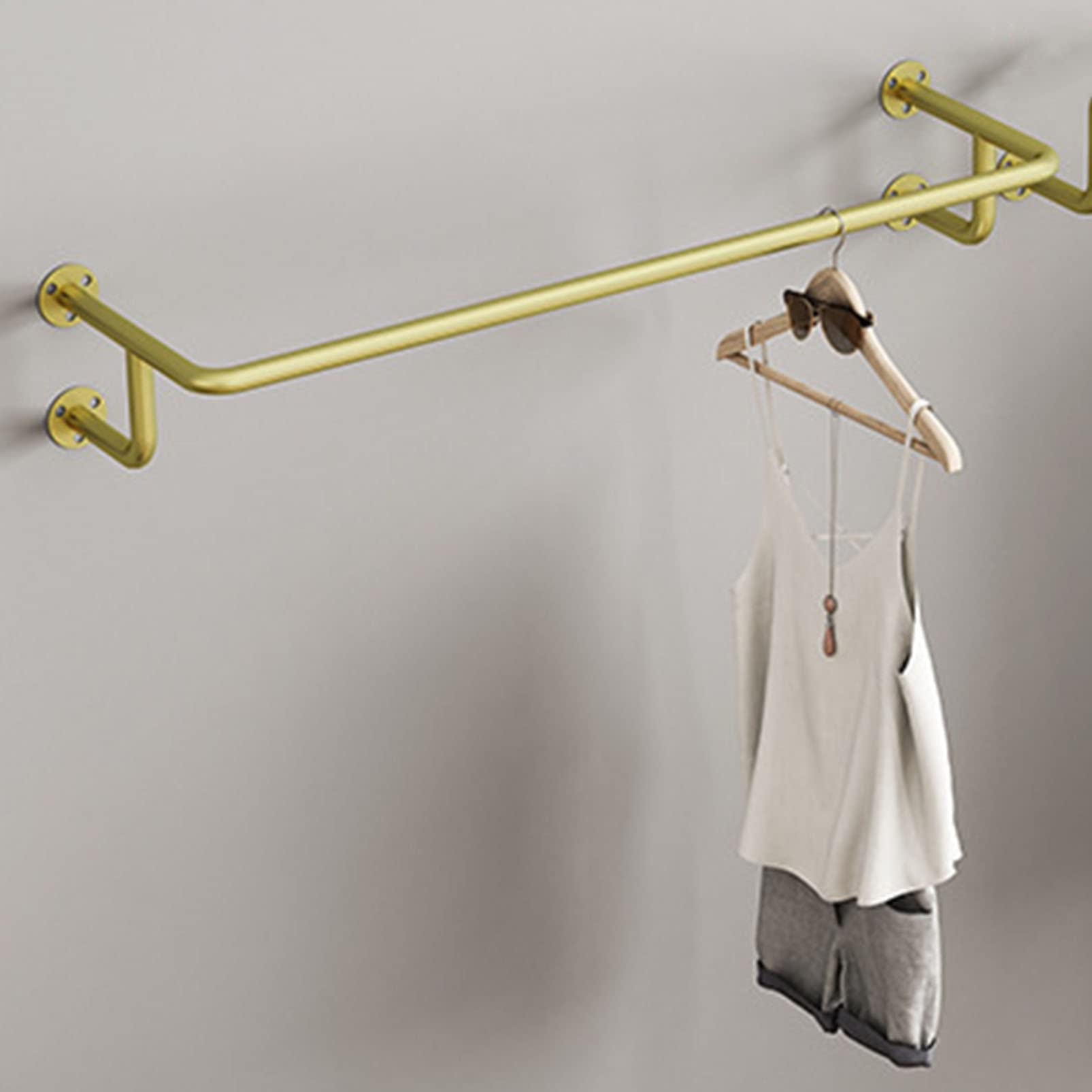 YNBSHGAA Creative Garment Display Racks Hanging Rod, Boutique Clothing Store Hanging Clothes Shelf, Retail Clothing Rack Multi Purpose Gold Pipe, Commercial Clothes Storage Hanger,Gold-length 80CM