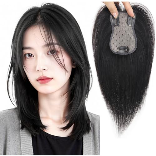 ICRAB部分ウィッグ 100%人毛 前髪あり 白髪隠す ワンタッチ ボリュームアップ ヘアピース 部分ウィッグ 薄毛隠し ボリュームアップ 増毛 通気 自然 ポイント薄型 横7cm 縦11cm(32cm モカ色)