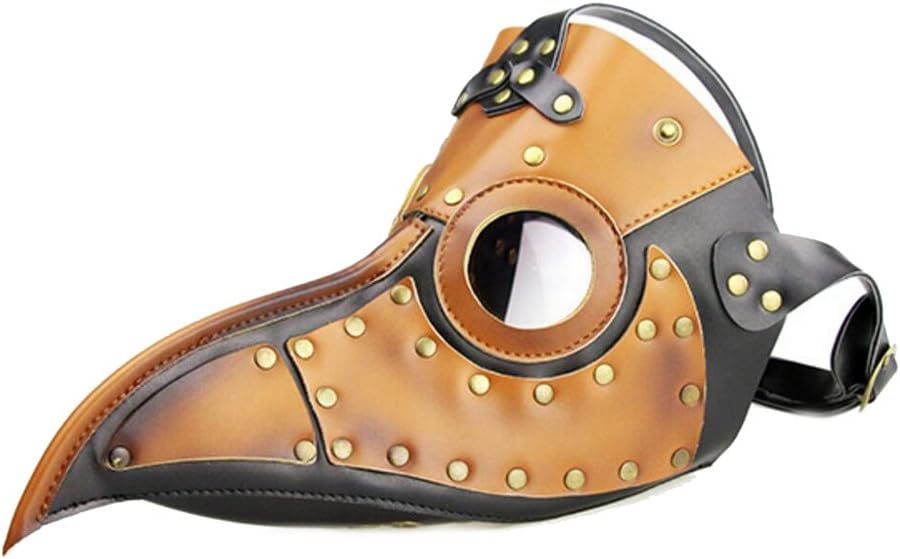 SHOLIND Plague Doctor Bird Mask Medieval Steampunk Mask Halloween Masquerade Costume (Brown)