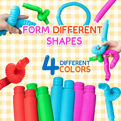 Milaloko Fidget Pop Tube Toys for Kids and Adults,Pop Multi-Color Tubes Sensory Toy - 4 Pack - Image 5