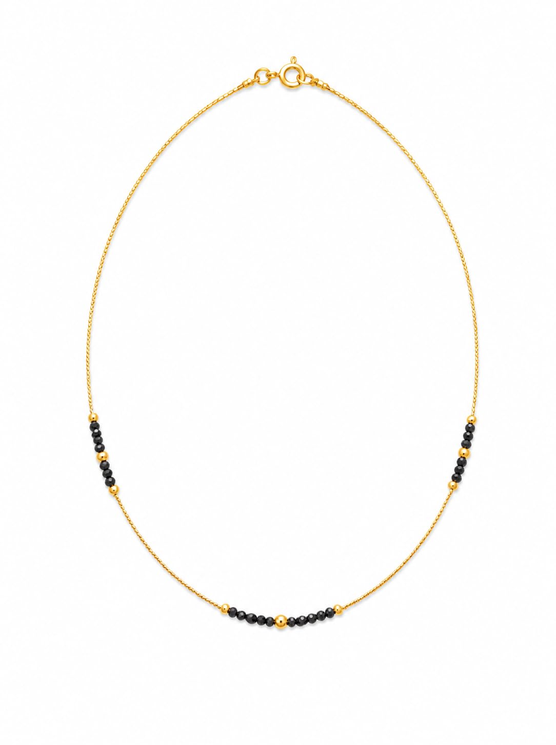 Invisible Mangalsutra Necklace, Black Beads with Gold Ball Accents, Delicate Chain, Spring Ring Clasp-image-47