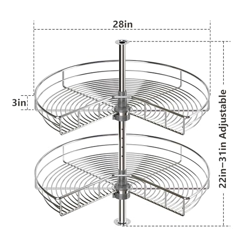 Ordercrafters ZWL001 28 Inch Blind Corner Cabinet Organizer, 2-Shelf Lazy Susan Turntable For Cabinet, 270° Kidney Chrome Kitchen Corner Cabinet Lazy Susan Organizers And Storage thumb #3