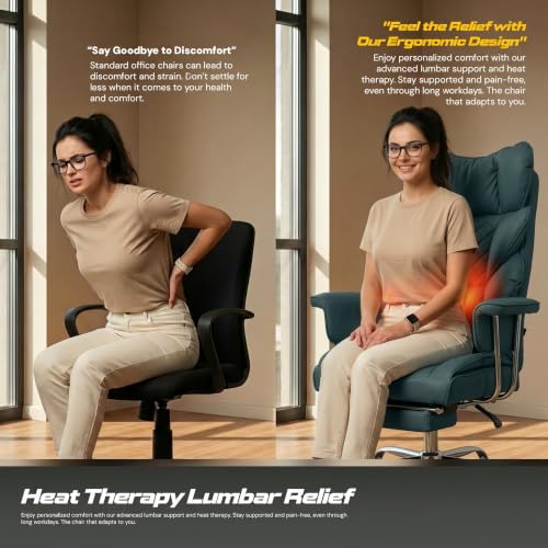 Image of DROGO Monarch-X Massage Office Chair with Vibration & Heat | Big and Tall Ergonomic Executive Computer Chair with PU Leather & 150Reclining | Gaming Chair with Spacious Cushion Seat & Footrest (Green)