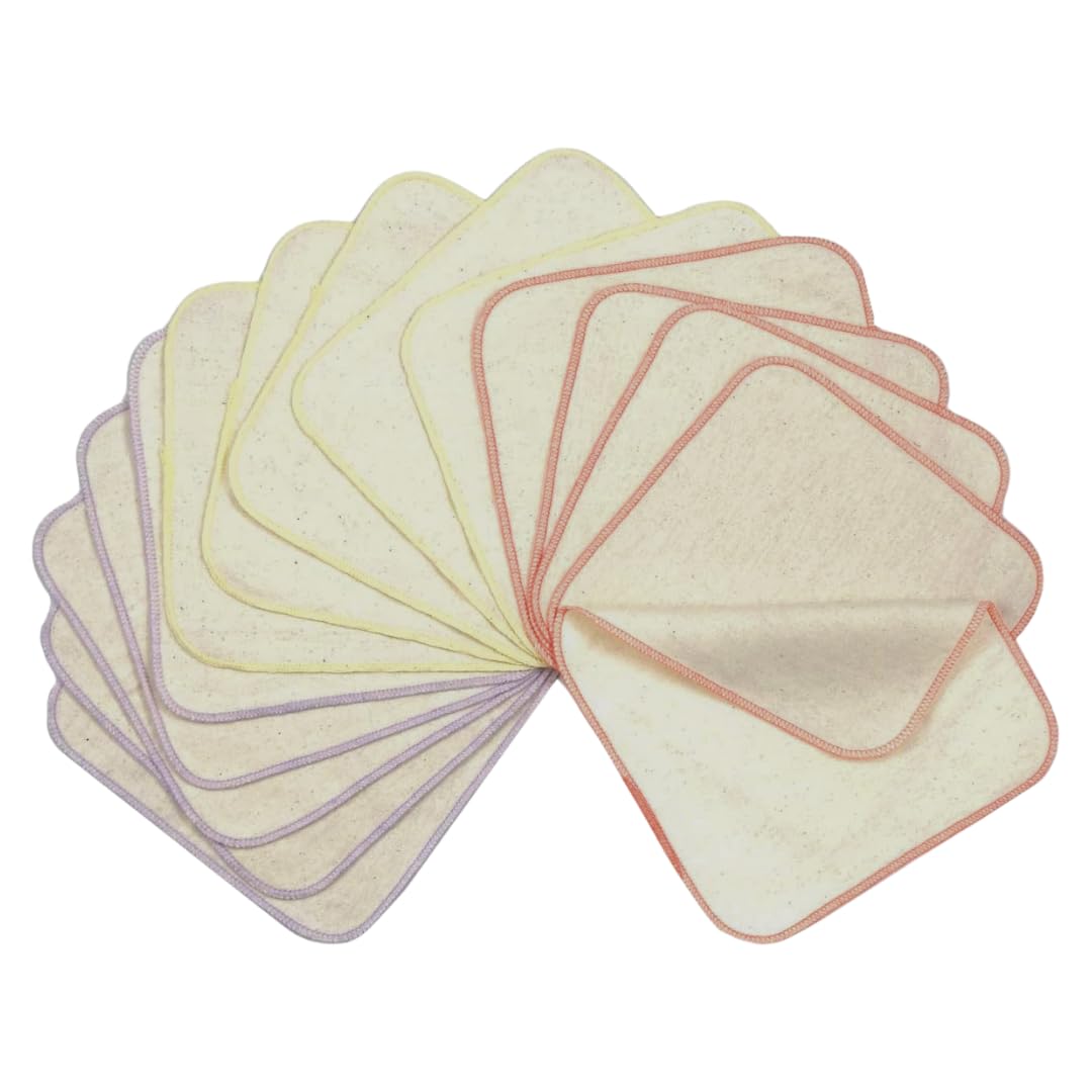 avo + cado Einlagige Flanellwaschlappen aus Bio-Baumwolle - 15 Stück - Mehrweg Baby Waschlappen als Ersatz für Feuchttücher - Kleine waschbare mini Baumwolltücher (Farbe: Flieder)