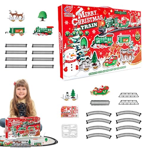 クリスマストレインセット,クリスマスツリーの下に設置する玩具の電車 - 子供向け電動機関車模型 照明と音響機能付き | 幼児向け 子供向け 男の子向け 家族向け 休日用