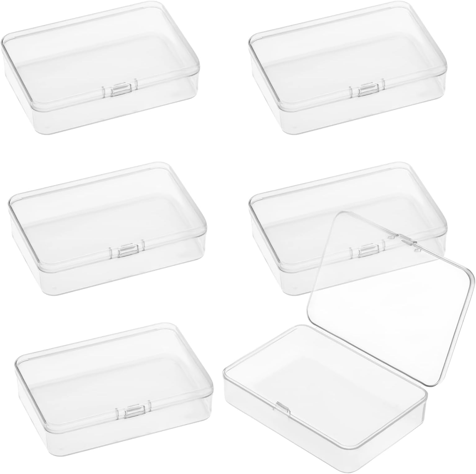 WNV 6pcs Small Storage Box with Lid Clear Plastic Storage Boxes Craft