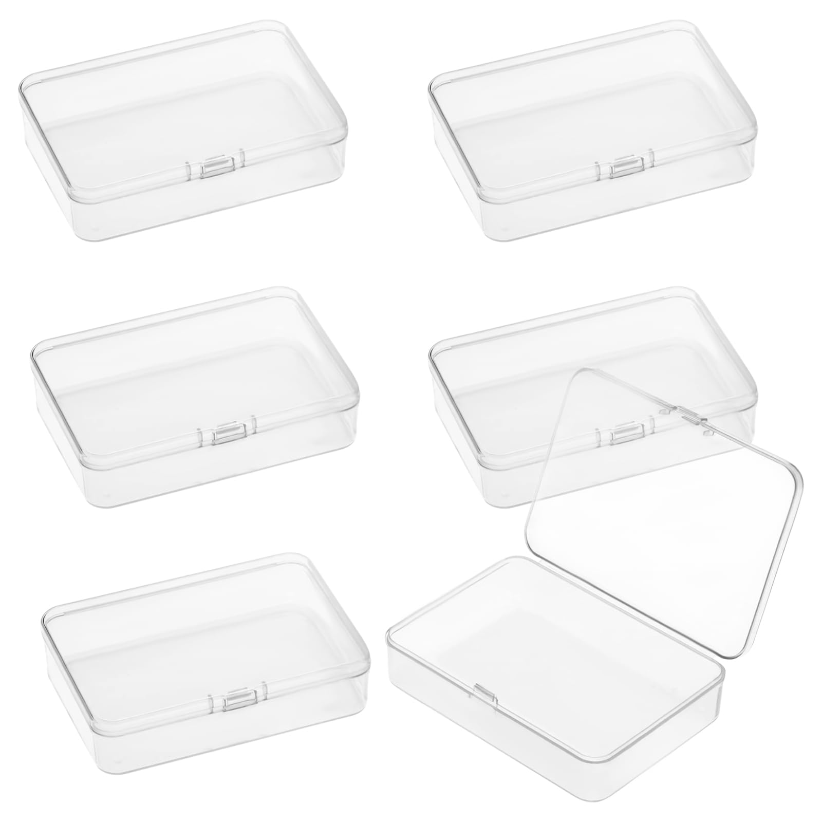 6pcs Small Plastic Containers with Lids, Clear Small Plastic Storage Box with Lid for Beads, Jewelry, Business Cards, Game Pieces, Crafts (2.6 x 1.8 x 0.8 Inch)