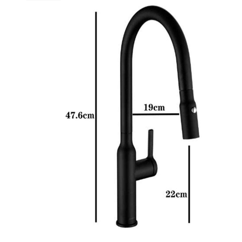 Rubinetto per lavabo Rubinetto da bagno Rubinetti neri da cucina con spruzzatore estraibile, Miscelatore Rubinetto da cucina a scomparsa ad arco alto a una maniglia, Beccuccio acqua calda e fredda R