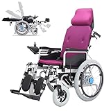 Reclining Foldable Electric Wheelchairs for Adults - 500W Motor - 15 Mile Range - 12AH Battery - Power Wheelchair with Headrest And Backrest Multi-Angle Adjustment, All-Terrain Motorized Wheel Chair,P