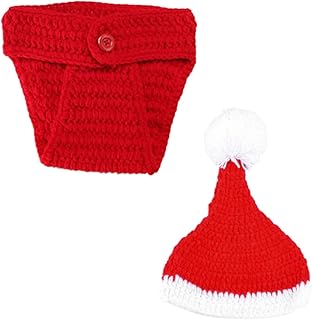 SEWACC 2 Pçs Kit De Fotografia De Natal Kit De Bebê Conjunto De Bebê Menina Recém-Nascido Roupas De Crochê Para Fotos De Bebê Adereços De Estúdio Recém-Nascido Chapéu De Natal Infantil