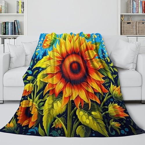 Couverture tournesol 3D en peluche microfibre douce chaude 100x130 - 5
