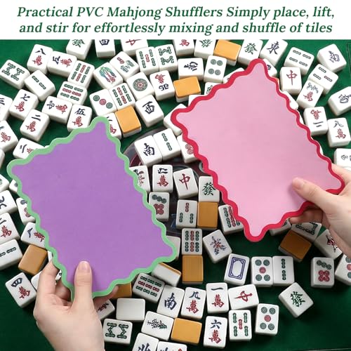 Thinp 4 Piezas Mahjong Cartas Barajadoras PVC miniatura 4