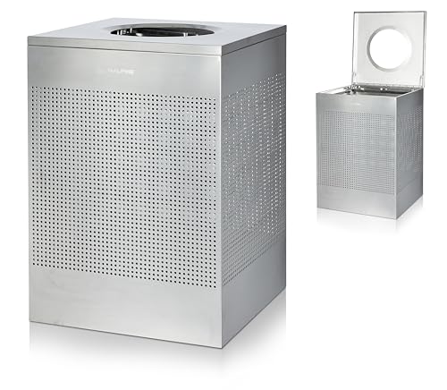 Image of Alpine Stainless Steel Commercial Trash Can - Large Perforated 40 Gallon Trash Can Open Top, Heavy Duty Garbage Can for Indoor & Outdoor in Office, Commercial Bathroom, Hotel, Lobby, and Businesses