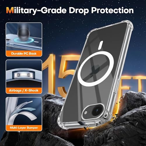 Image of Jkobi Shockproof Crystal-Clear Back Cover for Apple iPhone 16e | iPhone 17e (Magsafe Wireless Support | Drop & Camera Protection | Hard Polycarbonate)