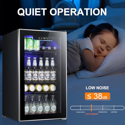 Antarctic Star Beverage Refrigerator -120 Can Mini Fridge for Soda Beer or Wine,Small Drink Dispenser, For Office or Bar with Adjustable Removable Shelves,Convertible Door ,3.1 Cu.Ft