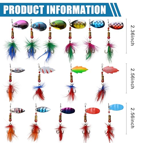 image for AGOOL Rooster Bait Tail Fishing Lures Kit Spinner Baits Trout Lures Sp